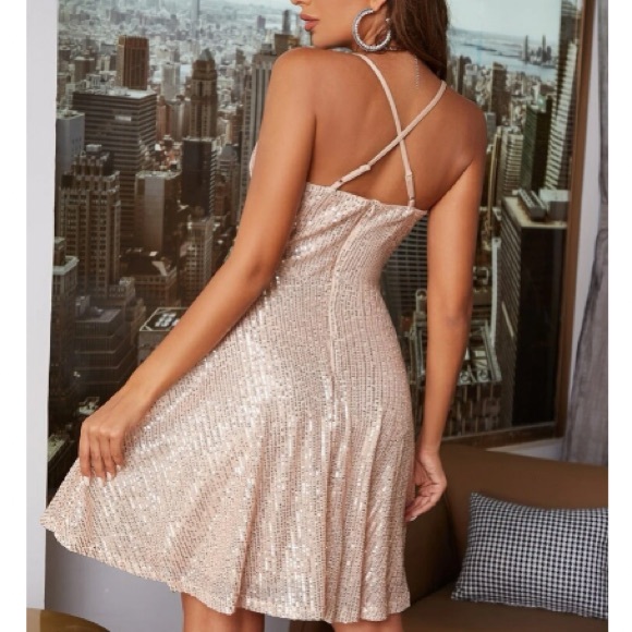 Luxe crisscross back cami sequins mini dress - Picture 3 of 6